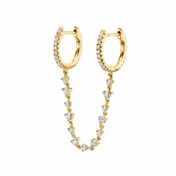 Silver Needle One Piece Diamond Earrings Double Circle Fashion Trend