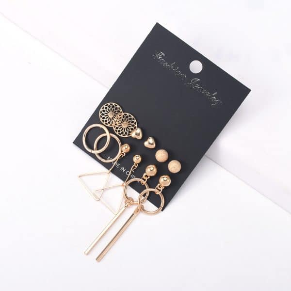 Love Frosted Geometric Tassel Earring Set