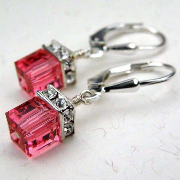 Cube olivine Drop Earrings