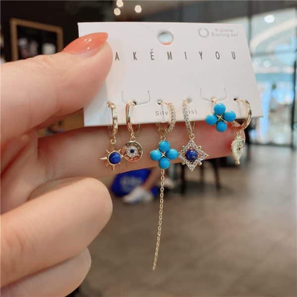 Girly Earrings Micro-Set Turquoise Petite Stars