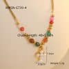 Titanium Steel Sun Cross Pendant Beaded Necklace