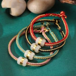 Hetian Jade 999 Gold Bracelet Hand-woven