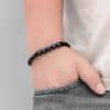 Volcanic stone leather cord bracelet