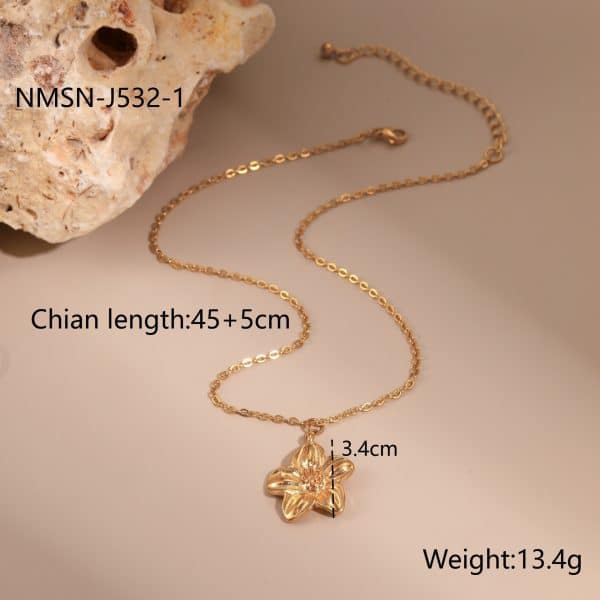 European And American Dignified Flowers Necklace Titanium Steel Earrings Open Ring