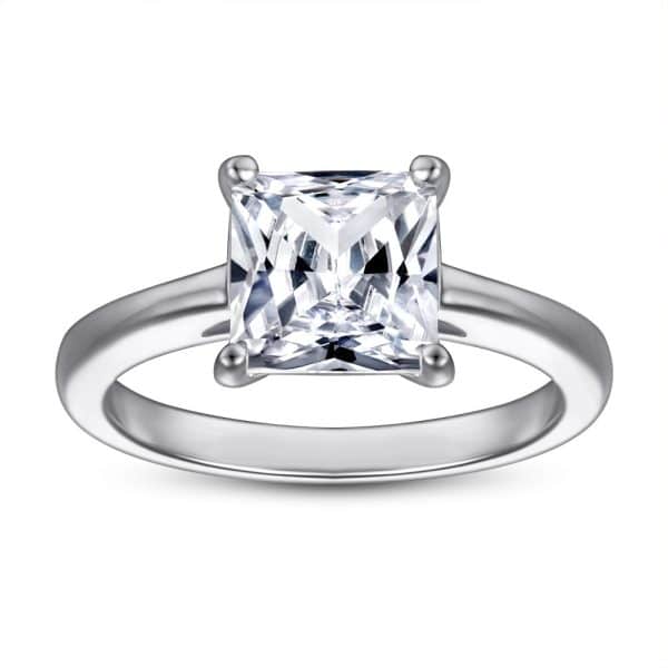 925 Sterling Silver Inlaid Square Zircon Ring