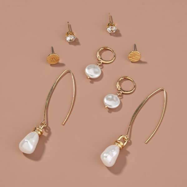 Simple And Versatile Earrings Set Diamond Pearl Earrings Drop Earrings Multi-style Earrings