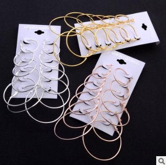 Rock exaggerated multi-size ear ring earrings set personality earrings combination earrings