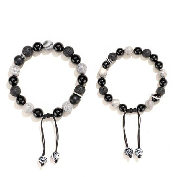 Black Agate Map Stone Men's And Women's Bracelet Niche High Sense