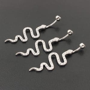 Belly Button Nails With Sterling Silver Snake Set With Zircon