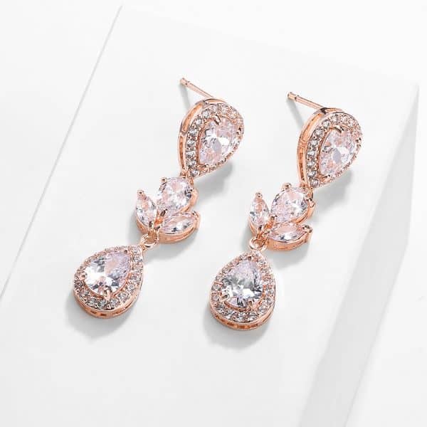Classic Retro Temperament Long Water Drop Zircon Earrings
