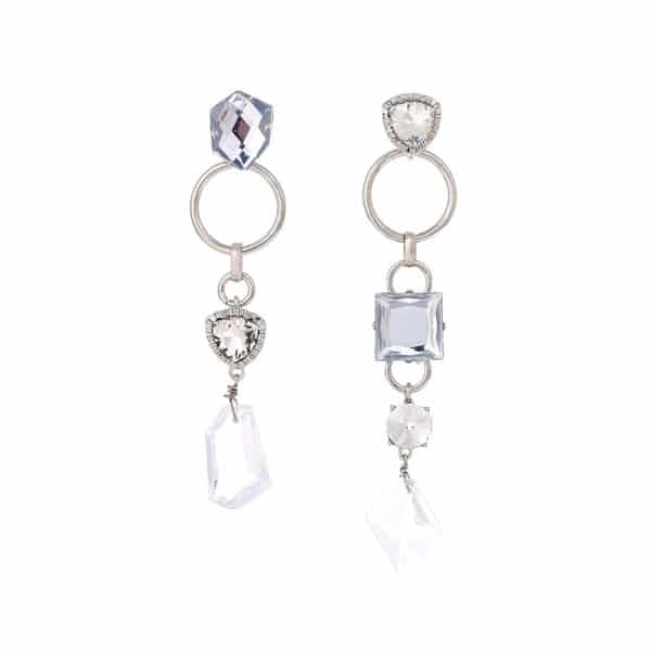 Asymmetric Long Drop-shaped Rhinestone Earrings