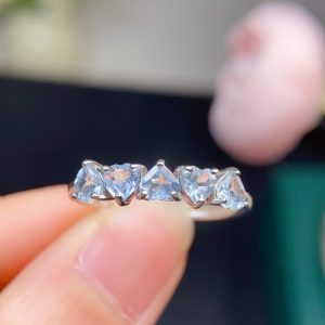Natural Aquamarine Ring Crystal Clean Main Stone