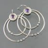 Amethyst Double Layer Big Circle Earrings European And American Plated Antique