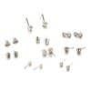 Zircon earrings set with 9 pairs of earrings set with crystal heart triangle diamond set