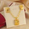 Square Design Pendant Earrings Love Jewelry