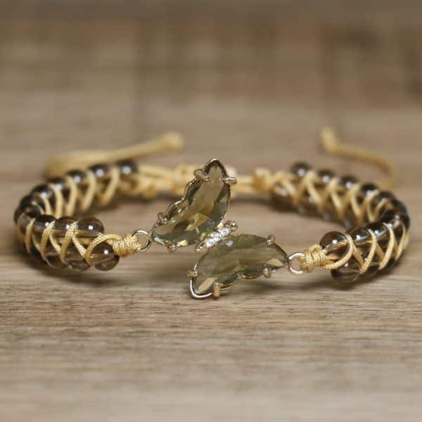 Vintage Winding Tea Crystal Round Beads A String Of Beads Bracelet