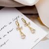 Women's Hollow Drop Zircon Bow Earrings