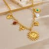Shell Starfish Sun Stainless Steel Necklace
