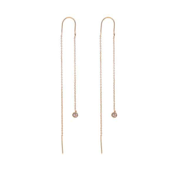 Gold Long Fringed Star Copper Circle Micro-set Zircon Earrings