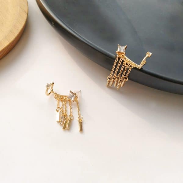 Korean Temperament High-end Earrings With Micro-set Zircon Tassel