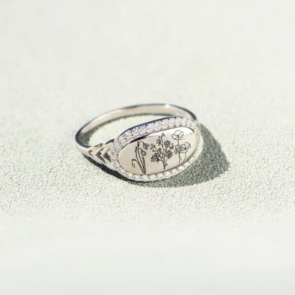 S925 Sterling Silver Flowers Epoxy Oil Zircon Ring For Women