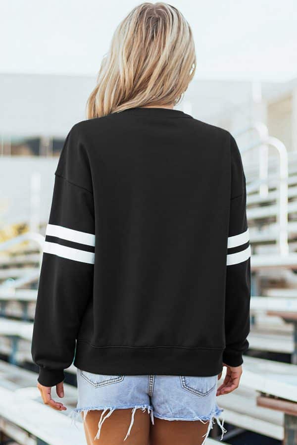 Fiery Red Varsity Striped Detail Drop Shoulder Oversized Sweatshirt