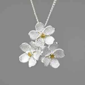 Myosotis Sylvatica Sterling Silver Pastoral Style Hand-designed Decorations