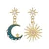 Alloy drop oil inlaid asymmetric earrings