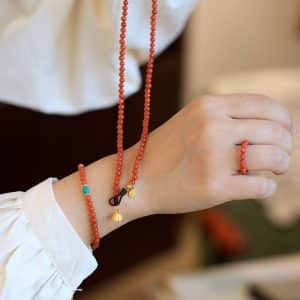 Natural South Red Agate Bracelet Cherry Red Bracelet Raw Ore Turquoise Suit
