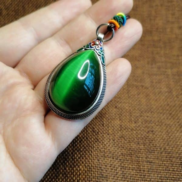Emperor Green Drop Pendant Sweater Chain