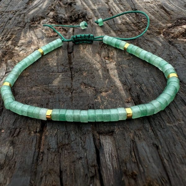 Natural Stone 42 Spacer Glitter Stone Crystal Adjustable Bracelet