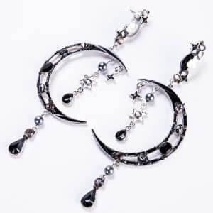 Exaggerated Temperament Drop Oil Diamond Earrings Moon