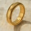 Women's Exaggerated Vertical Stripe Ring Elastic Titanium Steel Bracelet