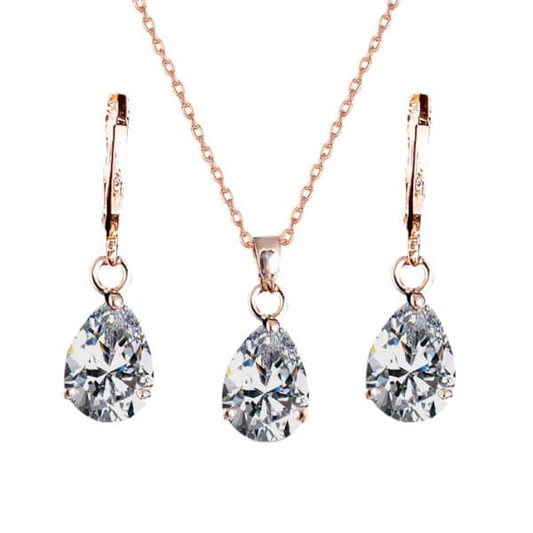 Water drop earrings necklace jewelry set