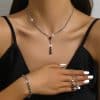 Fashion Elegant Wedding Bridal Gown Photography Jewelry Earrings Necklace, Bracelet Set