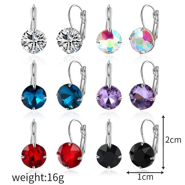Women's Fashion Simple Stainless Steel Zircon Earings Set