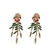 Diamond Drop Finger Feather Earrings