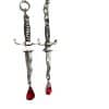 Dagger And Blood Red Drop Earrings