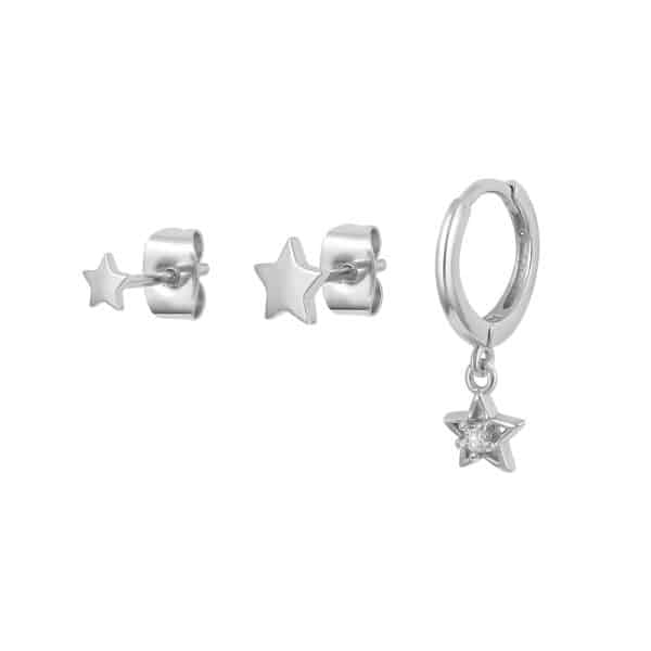 Women's Geometric Flower Shaped Diamond Earrings Set