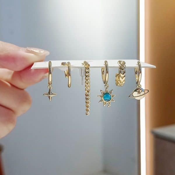 Planet Sun Earring Set Exaggerated Asymmetric