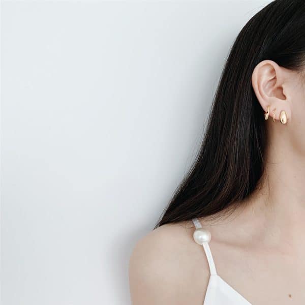 Metal wind twist ring multi piece set of small earrings