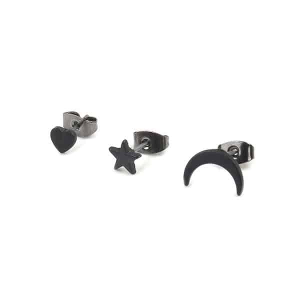 Simple Star Moon Heart Love Heart Shaped Set Stud Earrings
