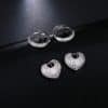 Micro-set zircon peach heart ear clip earrings