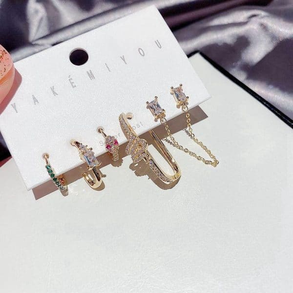 6-piece set of high-end light luxury earrings