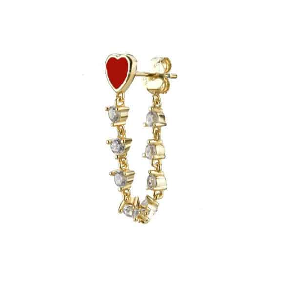 S925 Silver Needle Tassel Set With Diamond Heart Love Drops Glue Earrings Ornaments