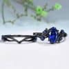Couple Rings Gun Black Inlaid Navy Blue Rhinestone Ring Ins Ornament Female