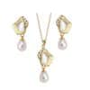 Natural Freshwater Pearl High-grade Mother Shell Earrings Baroque Style Suit