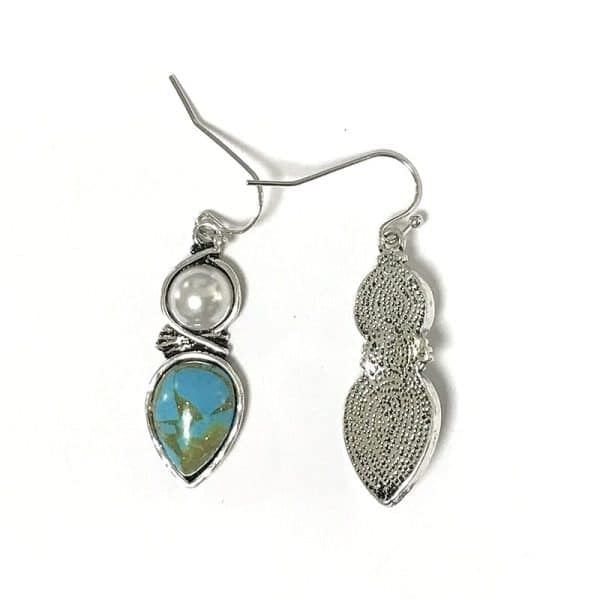 Vintage ethnic water drop blue stone earrings