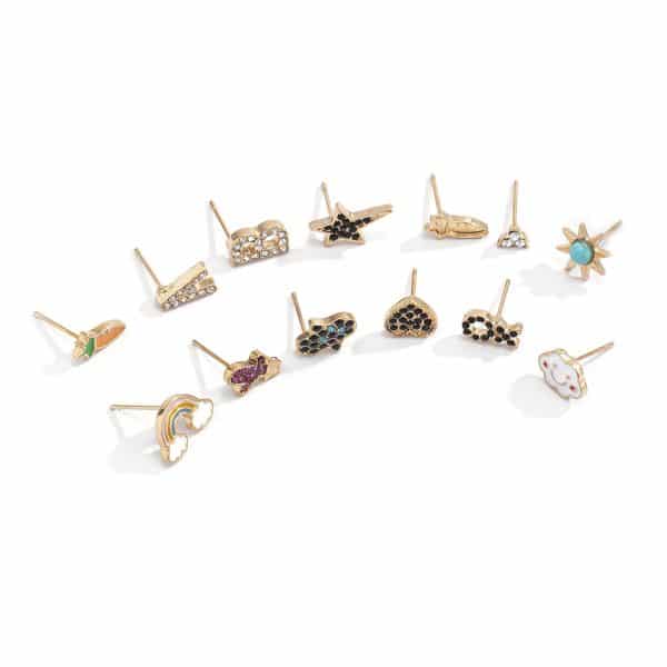 Multi-element Letter Shape Earring Set