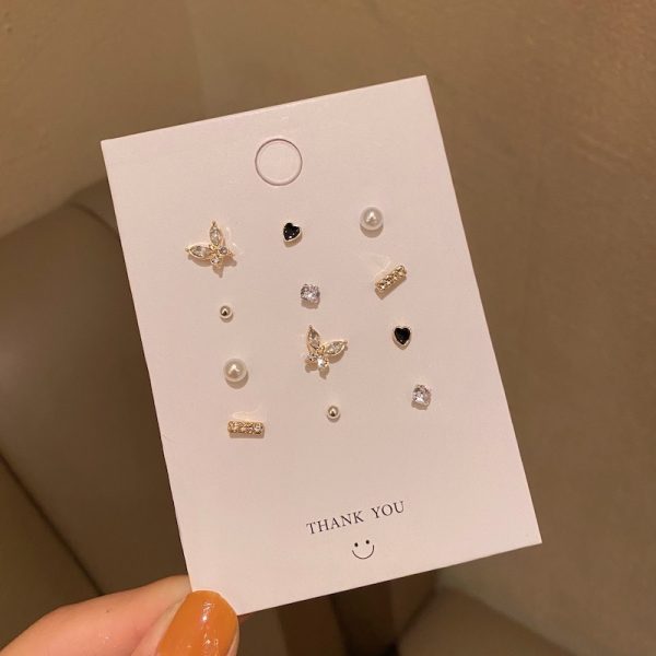 S925 Silver Needle Moon Week Small Earring Set Combination
